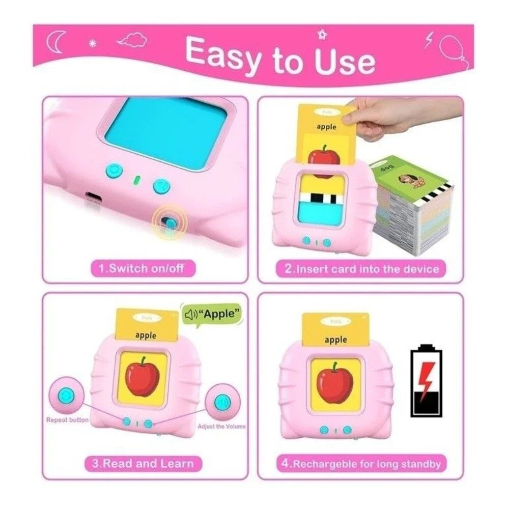 Educational Learning Talking 224 Sight Word Flash Card Toddler Electronic Reader